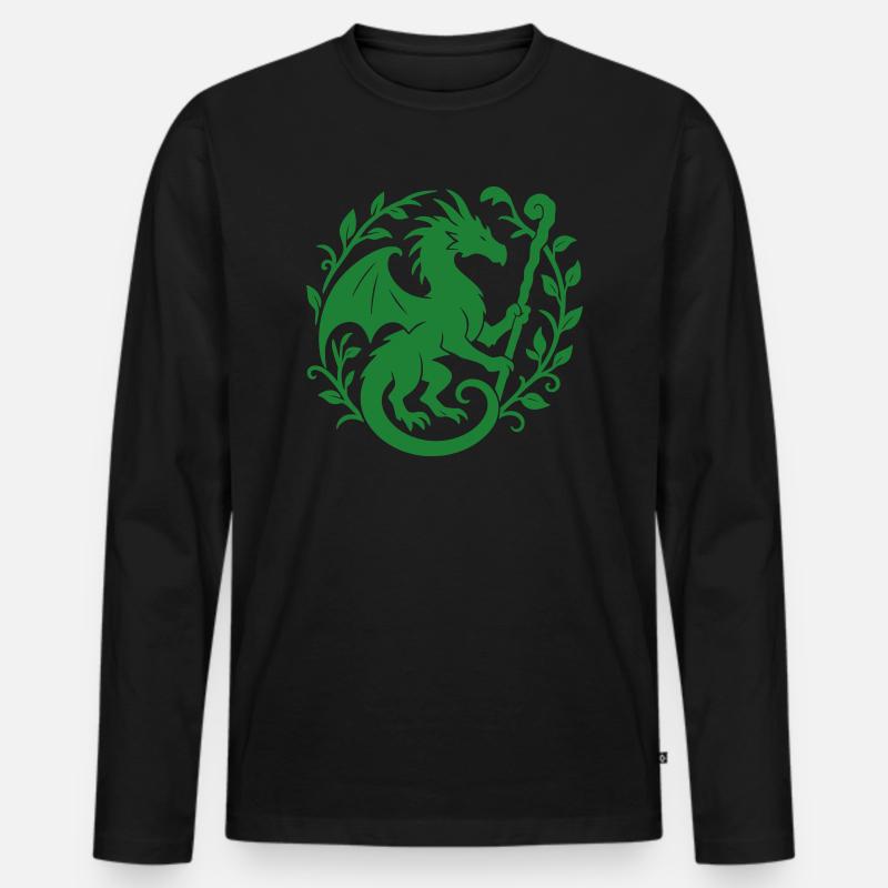 Druidendrache (hellgrün) - Männer Premium Bio Langarmshirt - Schwarz