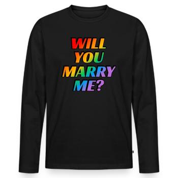 Will you marry me Gay marriage rainbow - Men's Premium Organic Long Sleeve Shirt - black - Front - Nico (187cm)