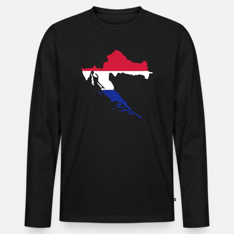 Kroatien - Männer Premium Bio Langarmshirt - Schwarz