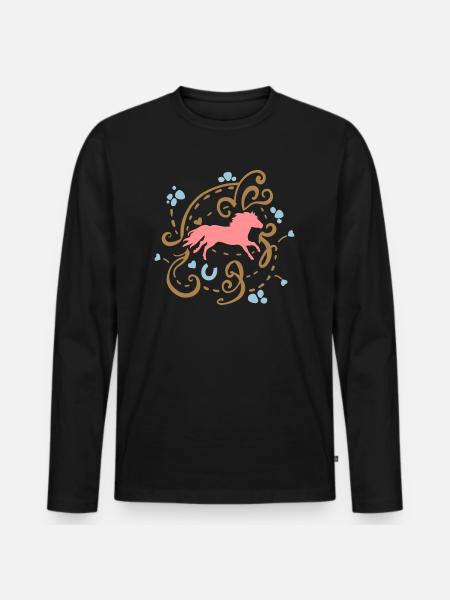 Shetty Ornamental - Männer Premium Bio Langarmshirt - Schwarz