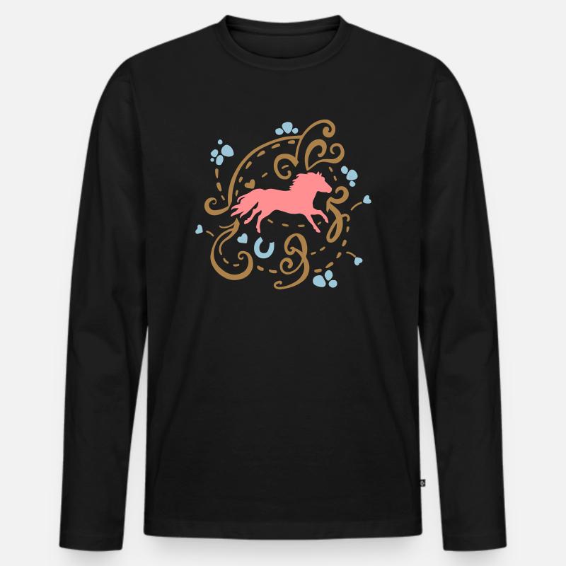 Shetty Ornamental - Männer Premium Bio Langarmshirt - Schwarz