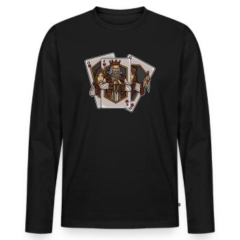 Spielkarten erwachen zum Leben | Kartengeber Glück - Männer Premium Bio Langarmshirt - Schwarz - Vorne - Nico (187cm)
