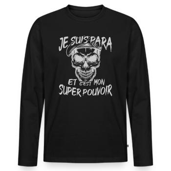 para militaire parachutiste - T-shirt manches longues Premium bio Homme - noir - Devant - Nico (187cm)