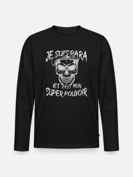 para militaire parachutiste - T-shirt manches longues Premium bio Homme - noir