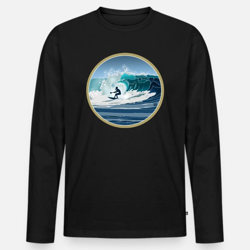 Big Wave SUP Surfer - Männer Premium Bio Langarmshirt - Schwarz