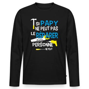 Papy bricoleur bricolage - T-shirt manches longues Premium bio Homme - noir - Devant - Nico (187cm)