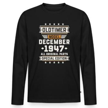 Oldtimer December 1947 Geburtstag Geschenk - Männer Premium Bio Langarmshirt - Schwarz - Vorne - Nico (187cm)