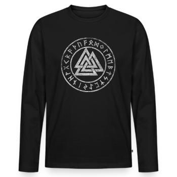Odin Symbole Vikings Rune Mythologie Valhalla - T-shirt manches longues Premium bio Homme - noir - Devant - Nico (187cm)