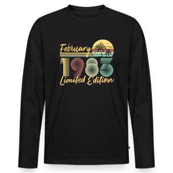 Février 1983 Édition limitée - T-shirt manches longues Premium bio Homme - noir - Devant - Nico (187cm)