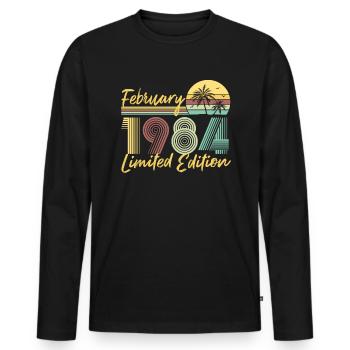 Février 1984 Édition limitée - T-shirt manches longues Premium bio Homme - noir - Devant - Nico (187cm)