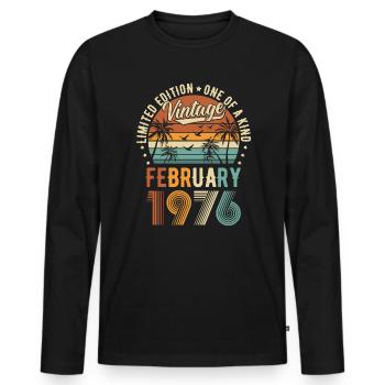 Édition Limitée Vintage Février 1976 - T-shirt manches longues Premium bio Homme - noir - Devant - Nico (187cm)