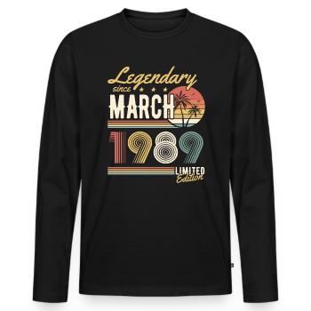Legendary Since March 1989 Limited Edition - Männer Premium Bio Langarmshirt - Schwarz - Vorne - Nico (187cm)