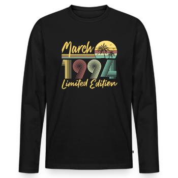 March 1994 Limited Edition - Männer Premium Bio Langarmshirt - Schwarz - Vorne - Nico (187cm)