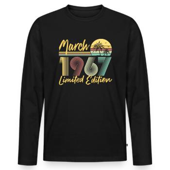 March 1967 Limited Edition - Männer Premium Bio Langarmshirt - Schwarz - Vorne - Nico (187cm)