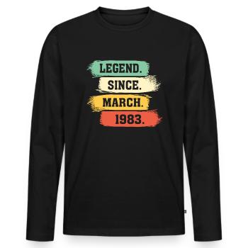 Legend Since March 1983 - Männer Premium Bio Langarmshirt - Schwarz - Vorne - Nico (187cm)