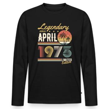 Legendary Since April 1973 Limited Edition - Männer Premium Bio Langarmshirt - Schwarz - Vorne - Nico (187cm)