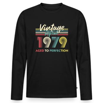 Vintage April 1979 Aged To Perfection - Men's Premium Organic Long Sleeve Shirt - black - Front - Nico (187cm)