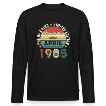 Génial depuis avril 1985 - T-shirt manches longues Premium bio Homme - noir - Devant - Nico (187cm)