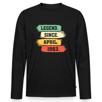 Legend Since April 1983 - Männer Premium Bio Langarmshirt - Schwarz - Vorne - Nico (187cm)