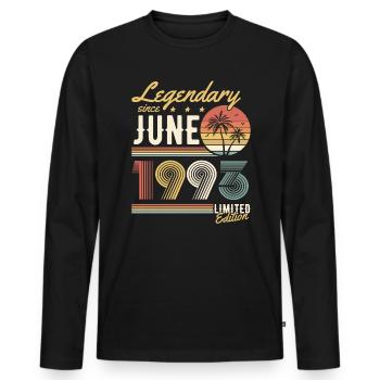 Legendary Since June 1993 Limited Edition - Männer Premium Bio Langarmshirt - Schwarz - Vorne - Nico (187cm)