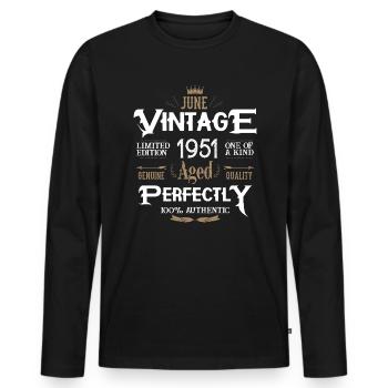 Juin 1951 naissance Légendes Anniversaire - T-shirt manches longues Premium bio Homme - noir - Devant - Nico (187cm)