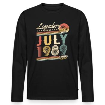 Legendary Since July 1989 Limited Edition - Männer Premium Bio Langarmshirt - Schwarz - Vorne - Nico (187cm)