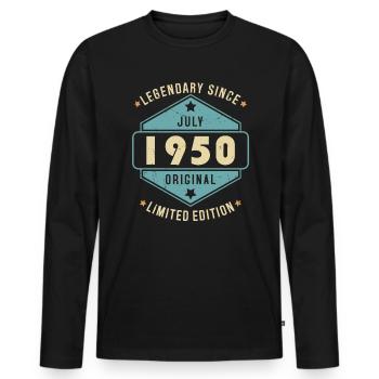 Juillet 1950 Vintage Retro Anniversaire - T-shirt manches longues Premium bio Homme - noir - Devant - Nico (187cm)