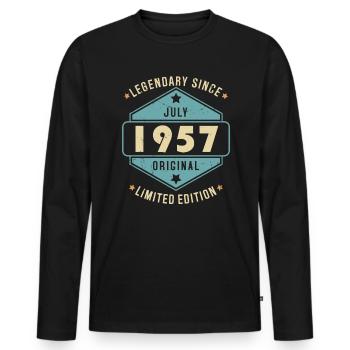 Juillet 1957 Vintage Retro Anniversaire - T-shirt manches longues Premium bio Homme - noir - Devant - Nico (187cm)