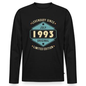 Juillet 1993 Vintage Retro Anniversaire - T-shirt manches longues Premium bio Homme - noir - Devant - Nico (187cm)