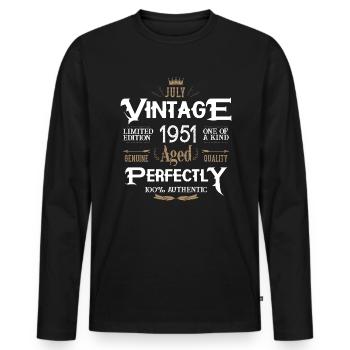 Juillet 1951 naissance Legends Birthday - T-shirt manches longues Premium bio Homme - noir - Devant - Nico (187cm)