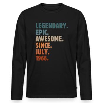 1966 July Vintage Birthday Gift - Men's Premium Organic Long Sleeve Shirt - black - Front - Nico (187cm)
