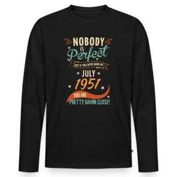 Nobody is perfect born in July 1951 - Men's Premium Organic Long Sleeve Shirt - black - Front - Nico (187cm)