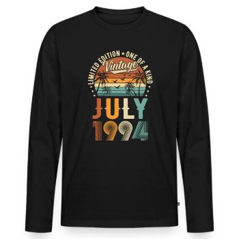 Édition limitée Juillet 1994 Cadeau d’anniversaire - T-shirt manches longues Premium bio Homme - noir - Devant - Nico (187cm)