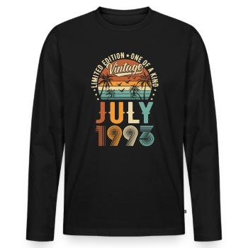 Édition limitée Juillet 1993 Cadeau d’anniversaire - T-shirt manches longues Premium bio Homme - noir - Devant - Nico (187cm)