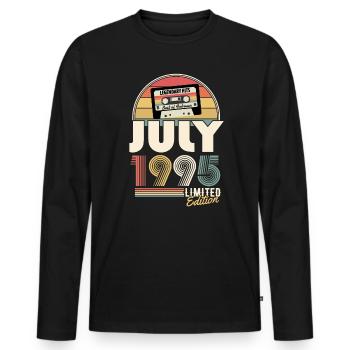 Juli 1995 Vintage Jahrgang Geburtstag Geschenk - Männer Premium Bio Langarmshirt - Schwarz - Vorne - Nico (187cm)