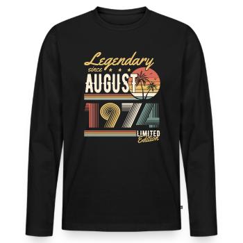 Légendaire depuis août 1974 Édition limitée - T-shirt manches longues Premium bio Homme - noir - Devant - Nico (187cm)