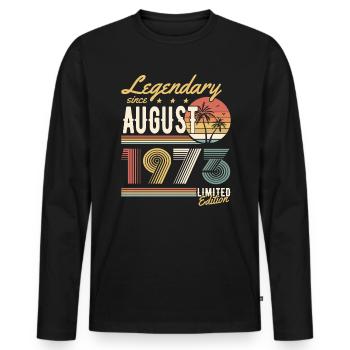 Legendary Since August 1973 Limited Edition - Men's Premium Organic Long Sleeve Shirt - black - Front - Nico (187cm)