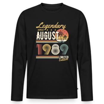 Legendary Since August 1989 Limited Edition - Männer Premium Bio Langarmshirt - Schwarz - Vorne - Nico (187cm)