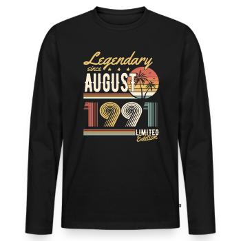 Legendary Since August 1991 Limited Edition - Men's Premium Organic Long Sleeve Shirt - black - Front - Nico (187cm)