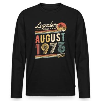 Legendary Since August 1973 Limited Edition - Männer Premium Bio Langarmshirt - Schwarz - Vorne - Nico (187cm)
