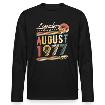 Legendary Since August 1977 Limited Edition - Men's Premium Organic Long Sleeve Shirt - black - Front - Nico (187cm)