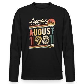 Legendary Since August 1981 Limited Edition - Men's Premium Organic Long Sleeve Shirt - black - Front - Nico (187cm)