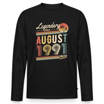 Légendaire depuis août 1991 Edition Limitée - T-shirt manches longues Premium bio Homme - noir - Devant - Nico (187cm)