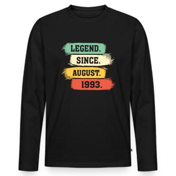 Légende depuis août 1993 - T-shirt manches longues Premium bio Homme - noir - Devant - Nico (187cm)