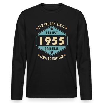 Août 1955 Vintage Retro Anniversaire - T-shirt manches longues Premium bio Homme - noir - Devant - Nico (187cm)