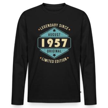 Août 1957 Vintage Retro Anniversaire - T-shirt manches longues Premium bio Homme - noir - Devant - Nico (187cm)