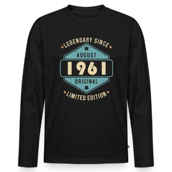 Août 1961 Vintage Retro Anniversaire - T-shirt manches longues Premium bio Homme - noir - Devant - Nico (187cm)