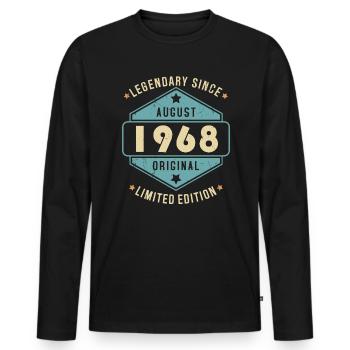 Août 1968 Vintage Retro Anniversaire - T-shirt manches longues Premium bio Homme - noir - Devant - Nico (187cm)