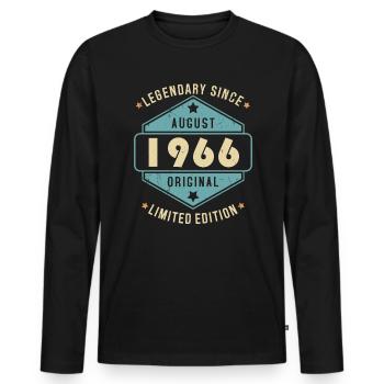 August 1966 Vintage Jahrgang Retro Geburtstag - Männer Premium Bio Langarmshirt - Schwarz - Vorne - Nico (187cm)