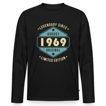 Août 1969 Vintage Retro Anniversaire - T-shirt manches longues Premium bio Homme - noir - Devant - Nico (187cm)